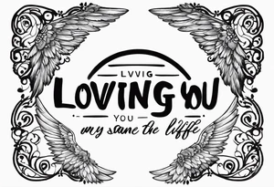 Small dog Paw print with halo and wings above the words loving you changed my life, losing you did the same - Lexie 11/08-7/23 tattoo idea