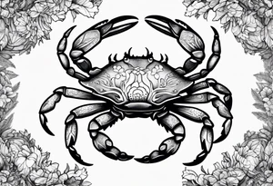Zodiac crab embedded in tree tattoo idea