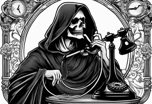 Grim reaper talking on a old school telephone tattoo idea