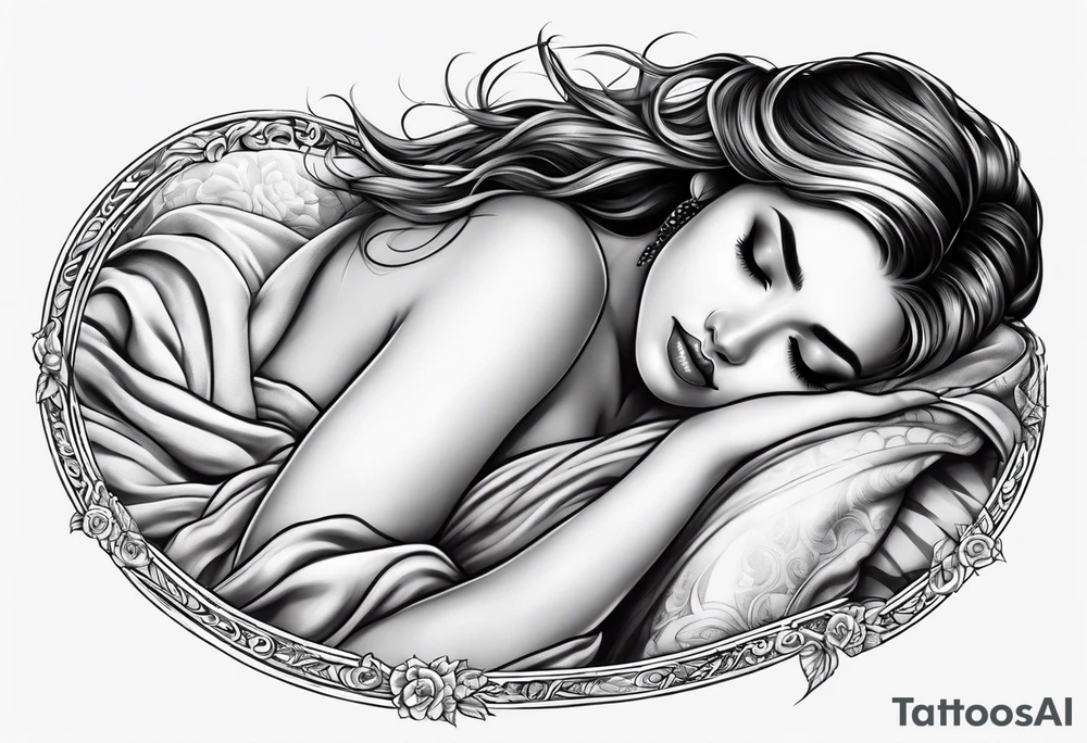 girl sleeping in a blank blanket 
full body tattoo idea
