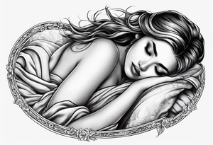 girl sleeping in a blank blanket 
full body tattoo idea