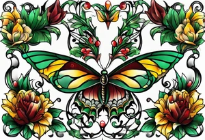 24 with colors green, yellow, maroon and black tattoo idea