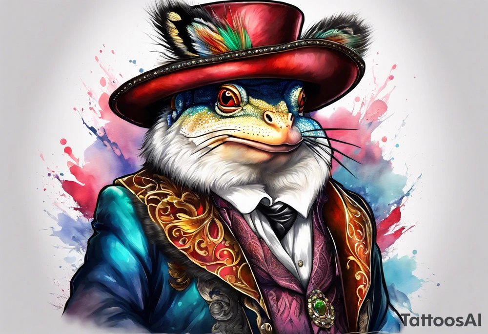 Fur pimp coat no shirt no jewelry now add toad head tattoo idea