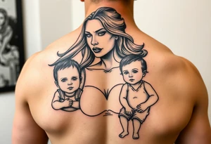 powerful woman with kids tattoo idea