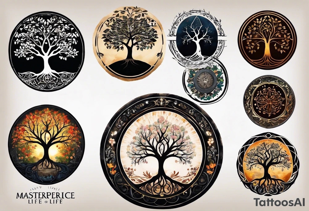 A Tree of Life in a circular design. The Dates 12.02.1985 and 21.02.1987 should be part of the tattoo, too. tattoo idea