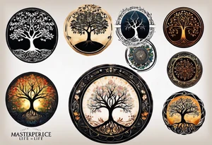 A Tree of Life in a circular design. The Dates 12.02.1985 and 21.02.1987 should be part of the tattoo, too. tattoo idea