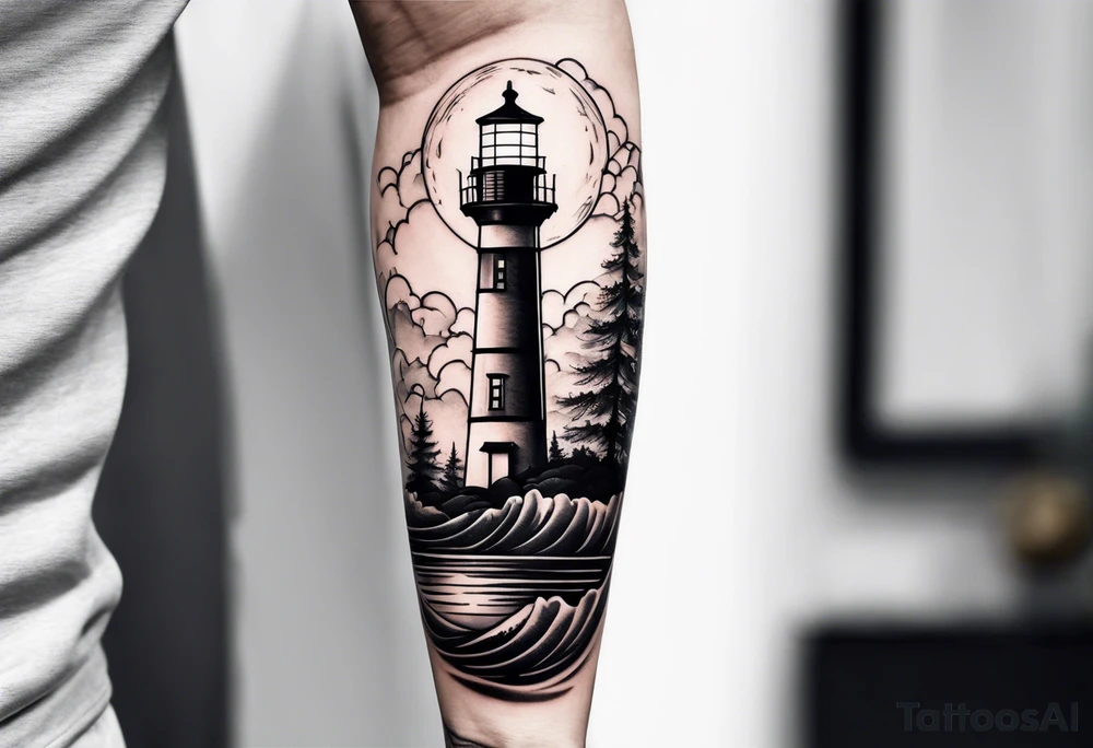 Light house in a shape tattoo idea