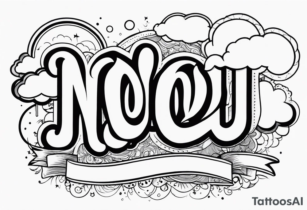 The word NoLuv with clouds around it tattoo idea