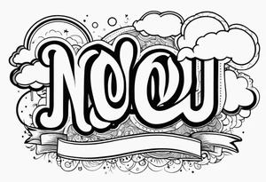 The word NoLuv with clouds around it tattoo idea