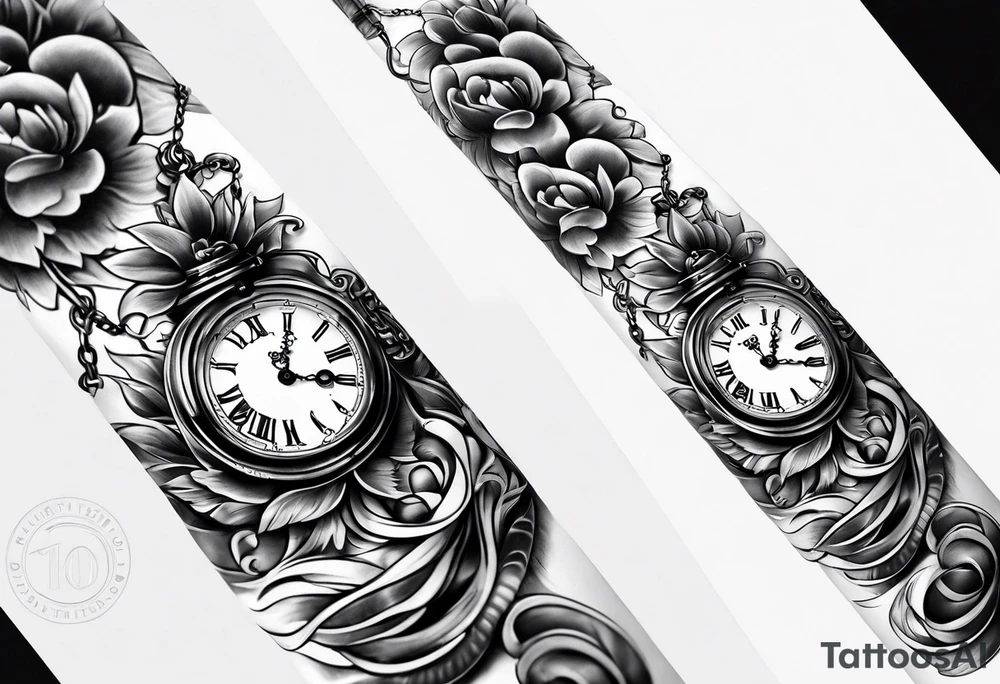 pocket watch chain tattoo idea