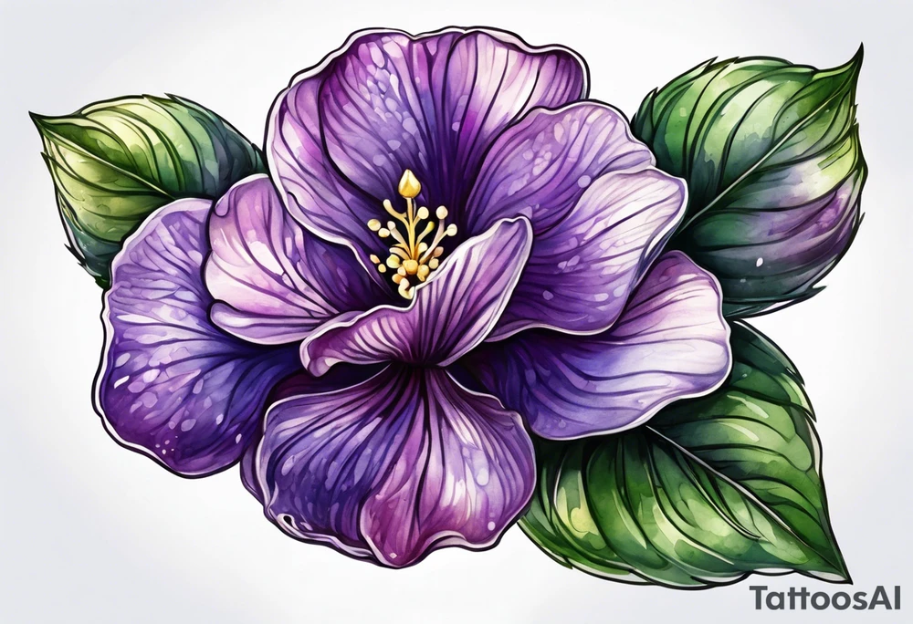 Violet flower made with fingerprint tattoo idea