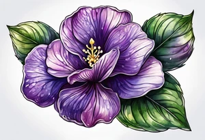 Violet flower made with fingerprint tattoo idea