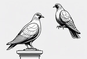 black line pigeon 
on a statue tattoo idea