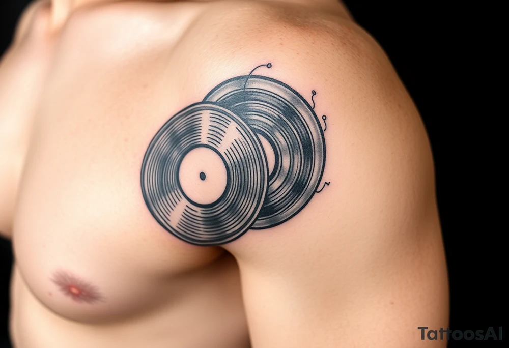 vinyl records as an expression of love for house music tattoo idea