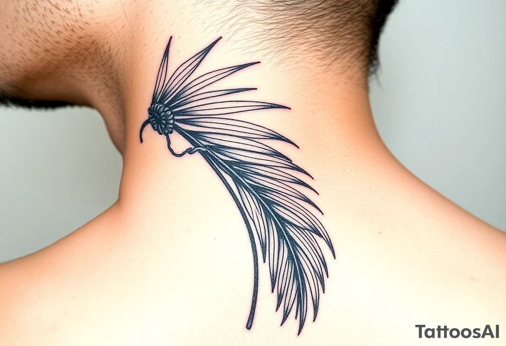 large woven palm leaves tattoo idea