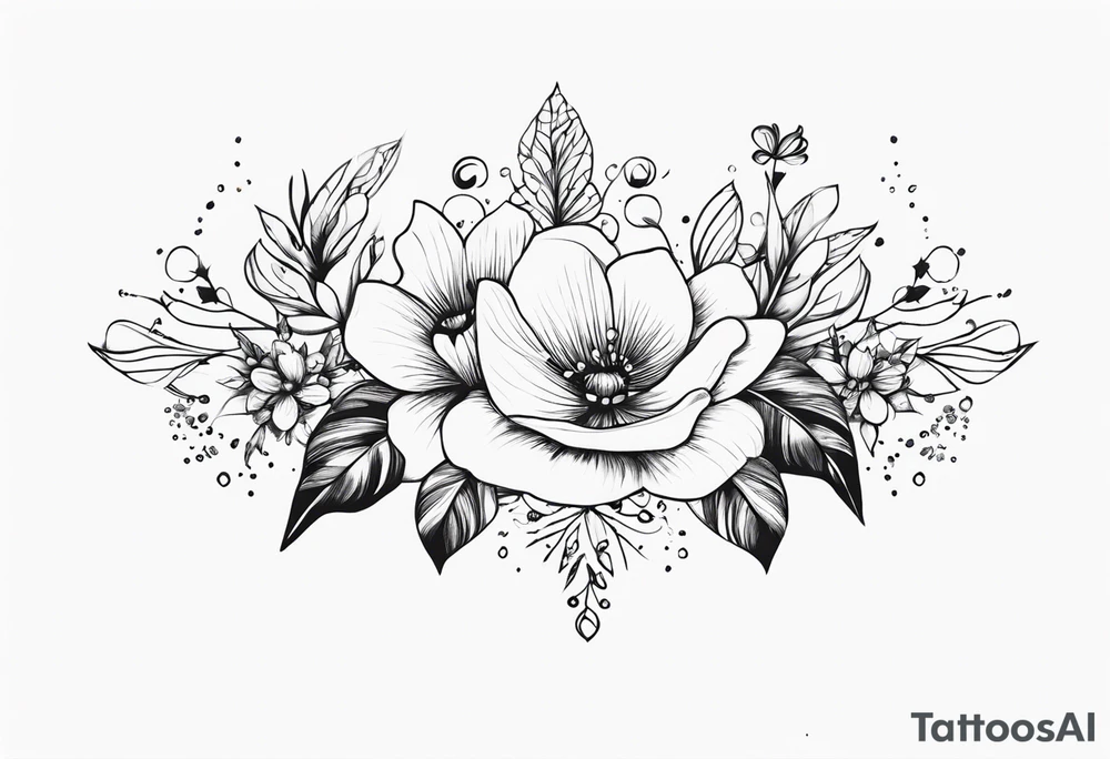 cherche la magie dans tout On collar bones with sparkles and flowers tattoo idea