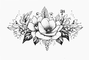 cherche la magie dans tout On collar bones with sparkles and flowers tattoo idea