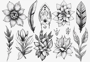 indigenous flowers thigh piece not realism tattoo idea