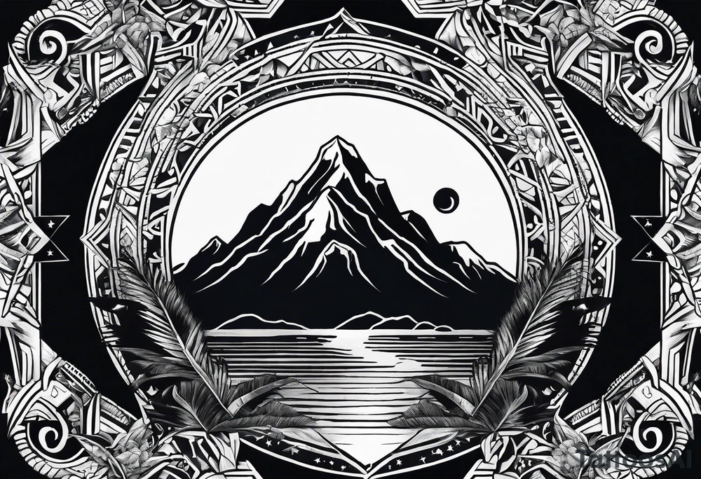 mountain and space samoan style tattoo idea