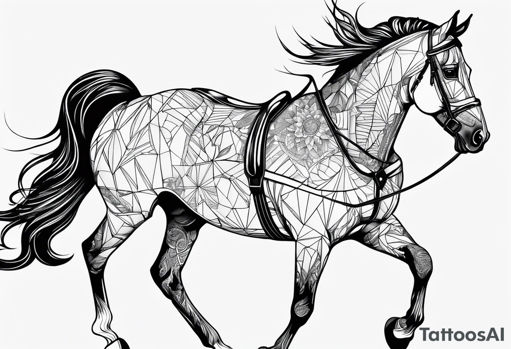 Horse drawn using a single line tattoo idea