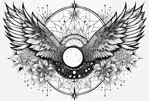 Constellation, wing , snow , géométric , flowe tattoo idea