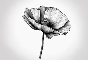 Lone poppy growing out of boulder tattoo idea