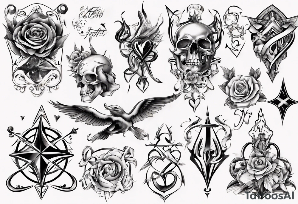 stylized text: "amor fati" tattoo idea