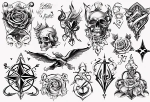 stylized text: "amor fati" tattoo idea
