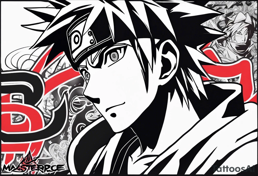 naruto headband with letters AR in the middle tattoo idea