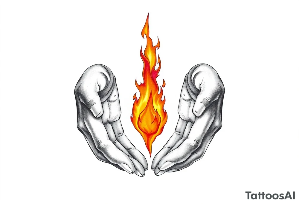 Fire between hands tattoo idea