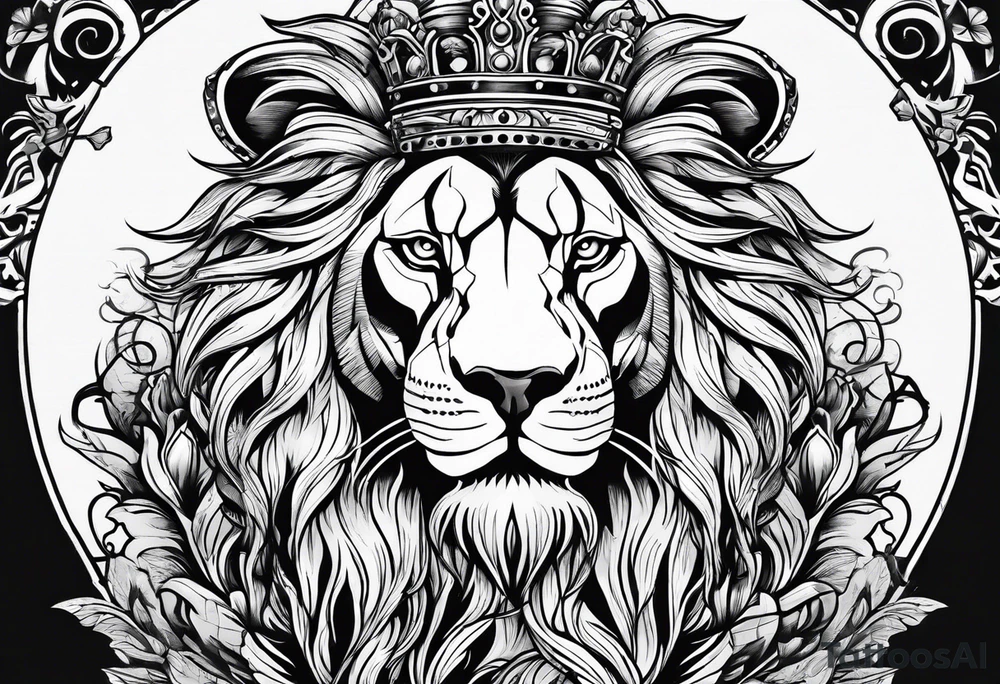 Man tattoo under the sign of a lion tattoo idea