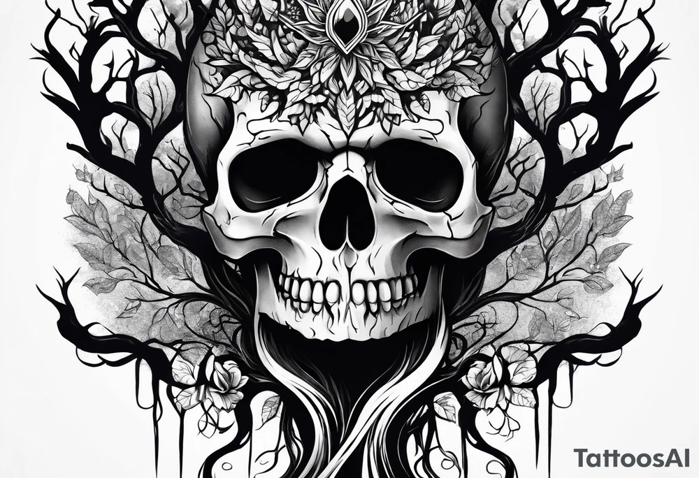 Skull tree tattoo idea