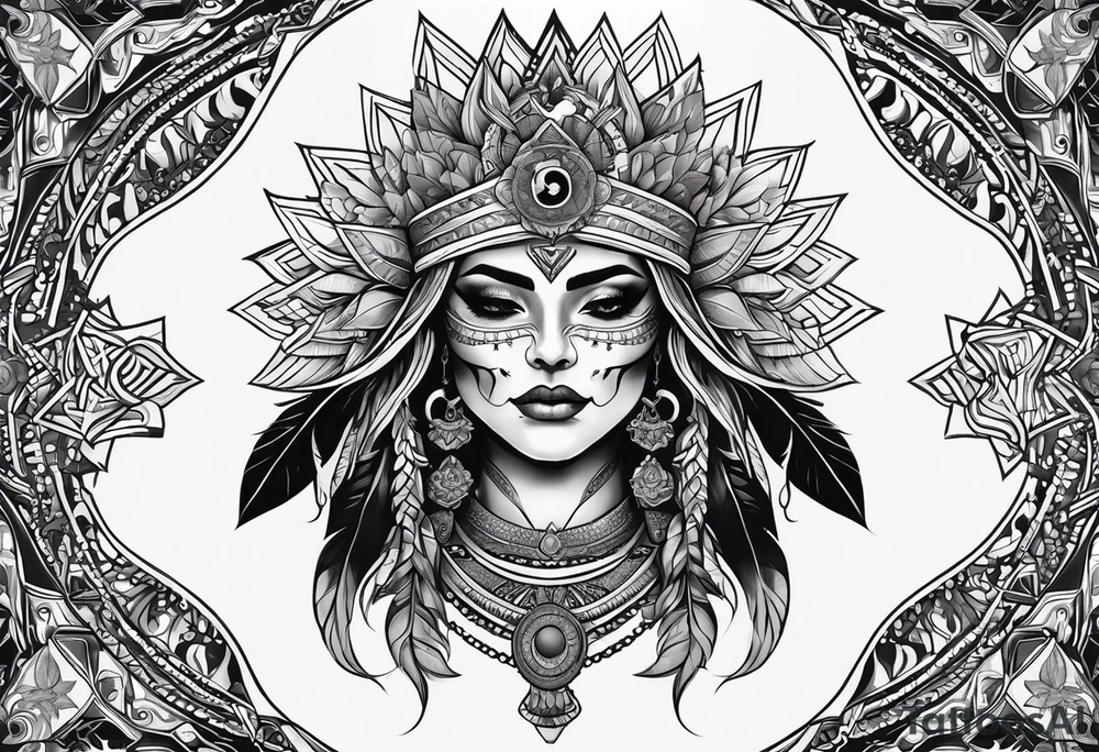 black kali, goddess pirate, alien, pachamama, valkrye, warrior, skull, lotus azul, wing, eagle, zenza resonance, stars, 5D, anahata chakra tattoo idea