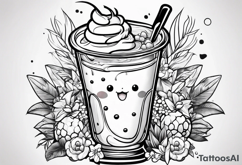 super cute anime boba tea tattoo idea