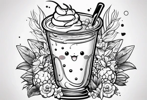 super cute anime boba tea tattoo idea