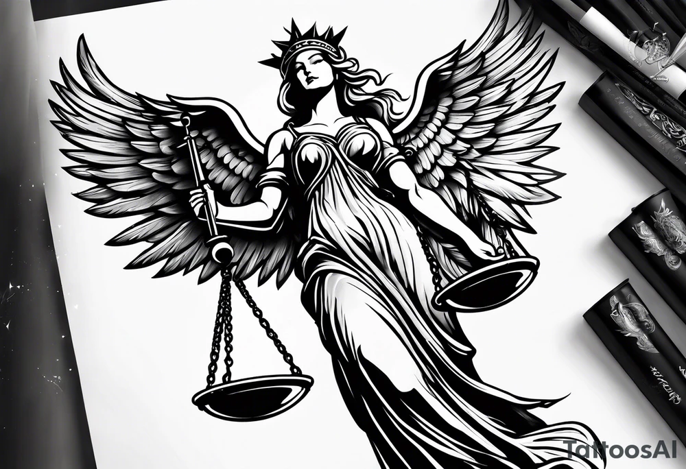 lady justice pheonix tattoo idea