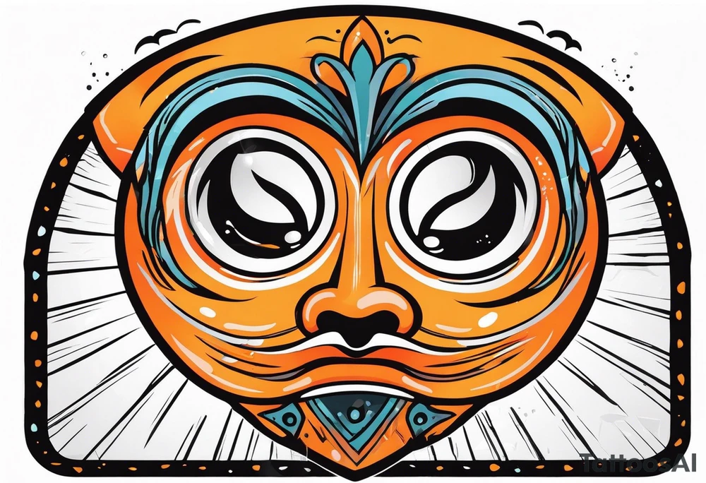 Crying mask that is orange and black tattoo idea