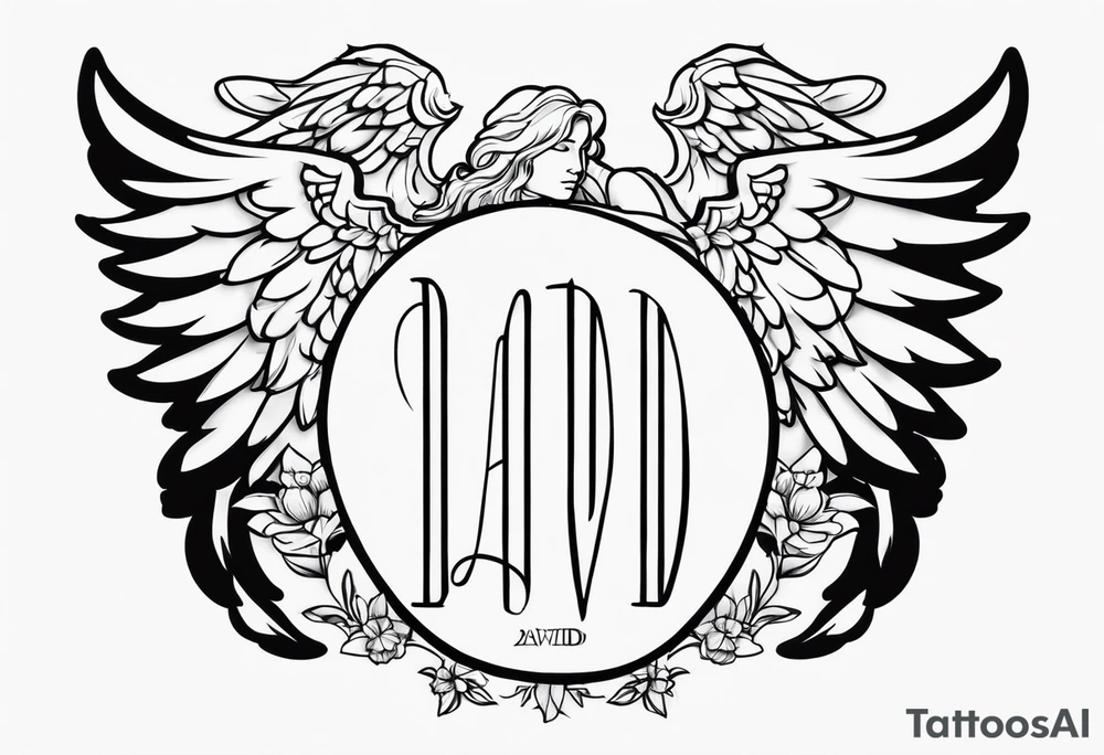 Name David with angel tattoo idea