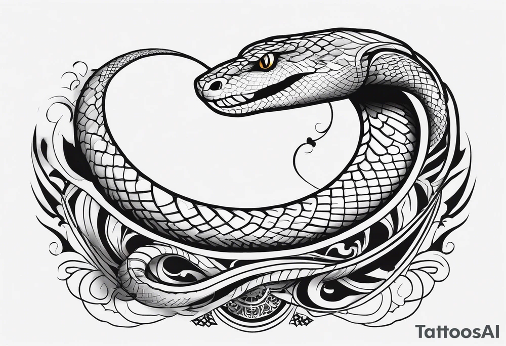 Aggresive Snake with an engine, also the design must be vertical. Also, the desing must be minimalistic not saturated. Remember the vertical proportion of the design. Within the design appears bullets tattoo idea