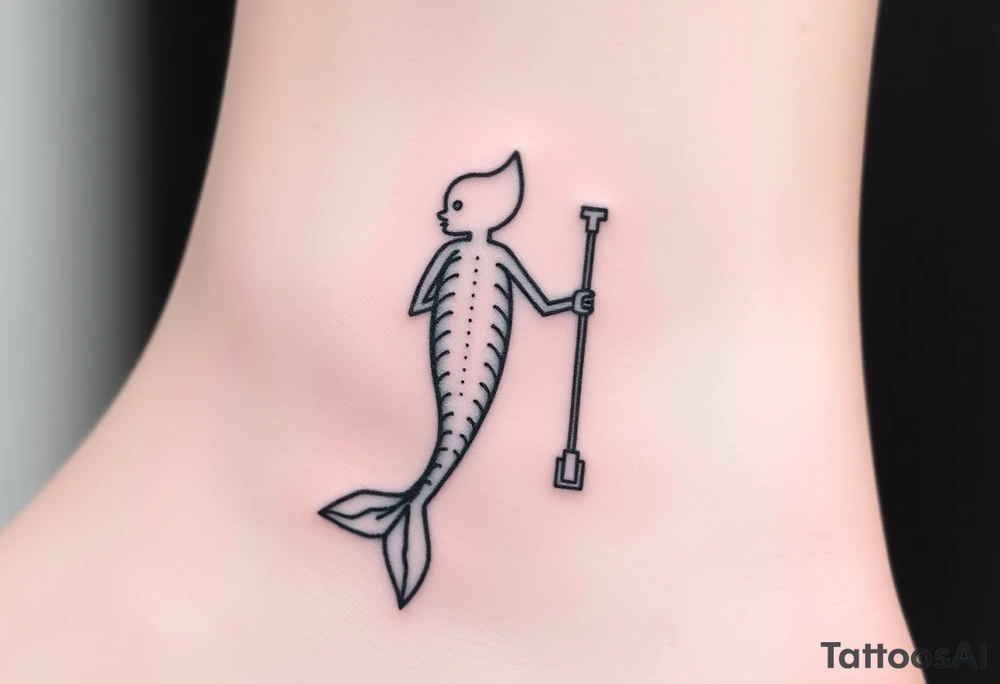 Mermaid tail with crutches tattoo idea