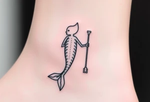 Mermaid tail with crutches tattoo idea