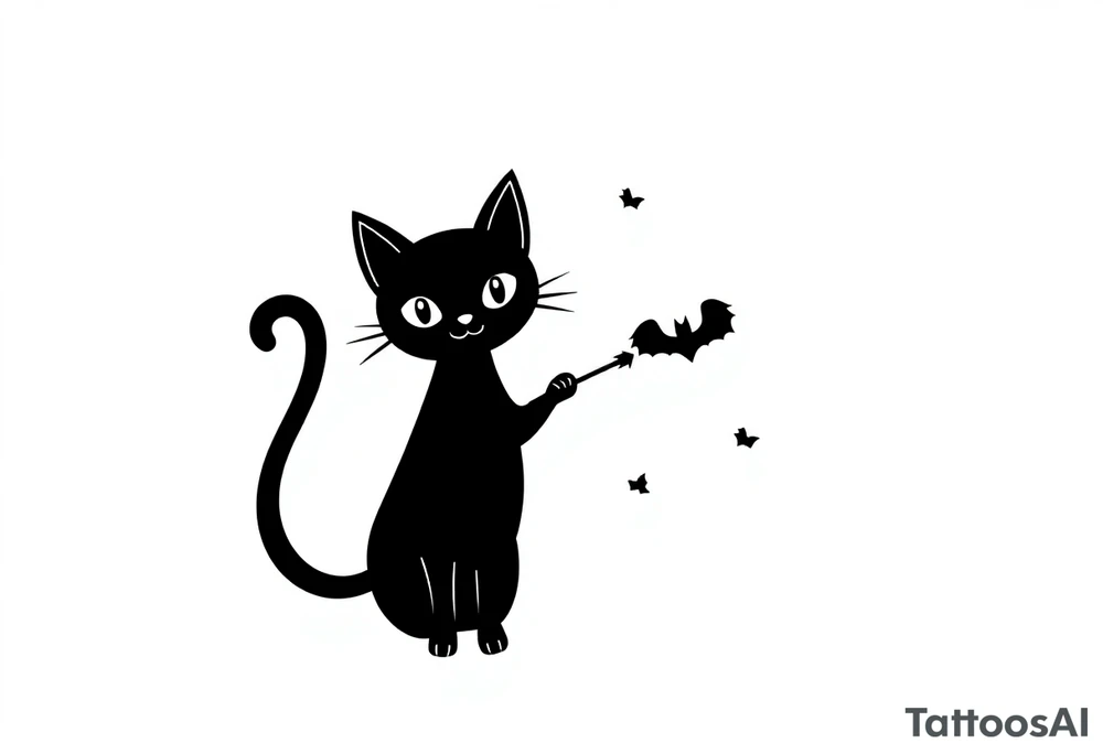 cute Halloween black cat tattoo idea