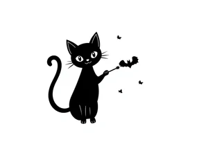 cute Halloween black cat tattoo idea
