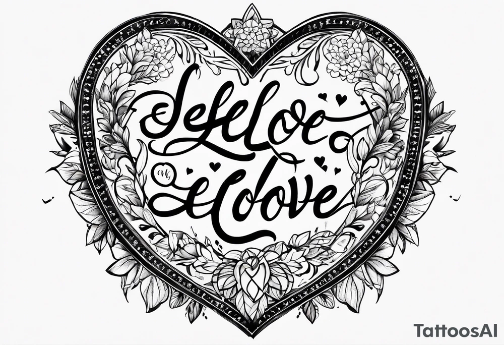 Small tattoo of a quote about self love in cursive only words tattoo idea