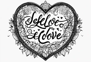 Small tattoo of a quote about self love in cursive only words tattoo idea