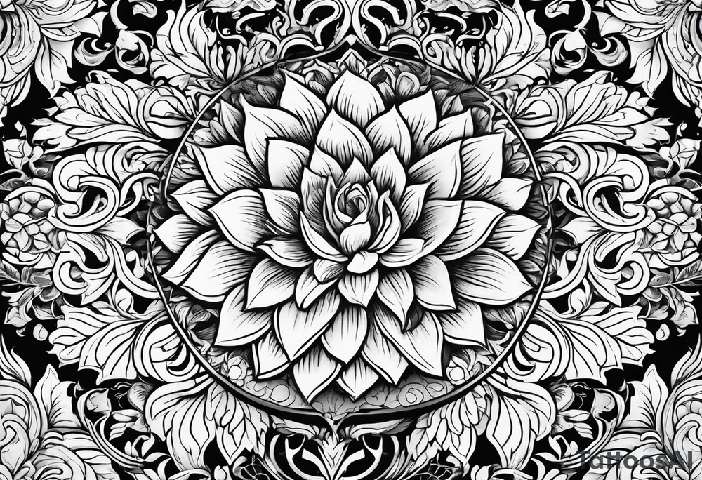 ornaments of flowers tattoo idea
