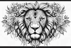 lion face, symmetrical, chest tattoo tattoo idea