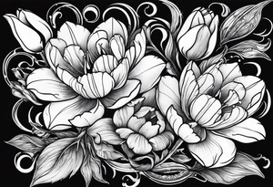 Scorpio and Leo with black and white tulips tattoo idea