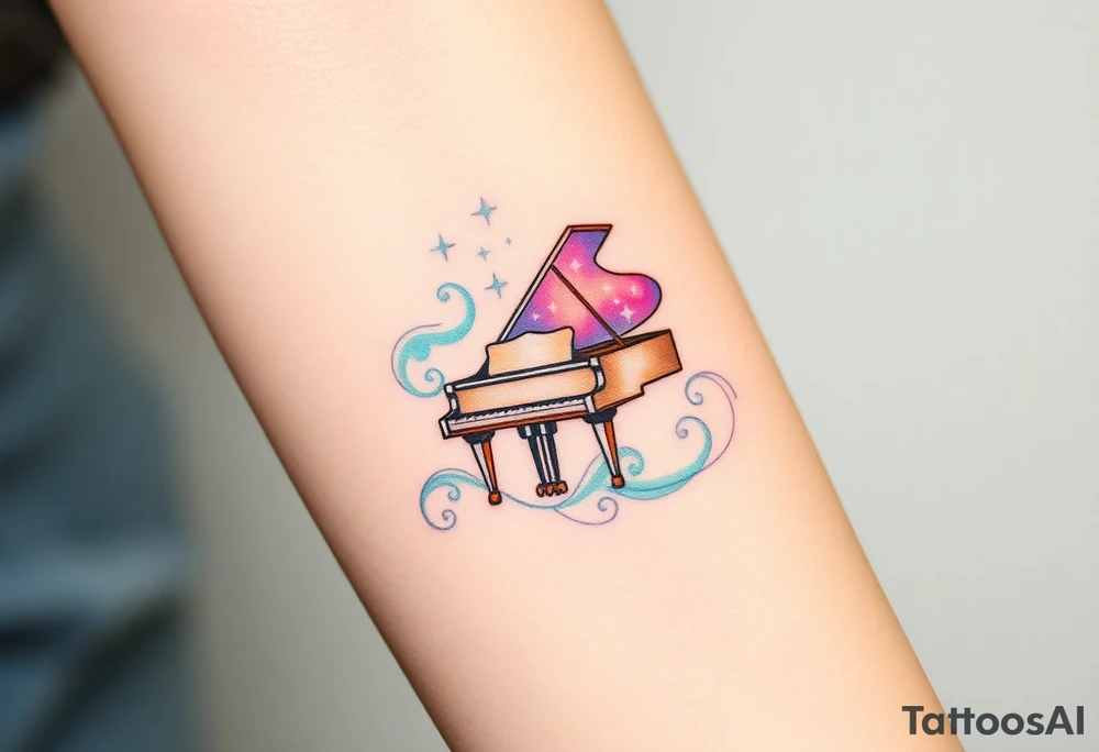 dream grand piano under the stars swirl tattoo idea