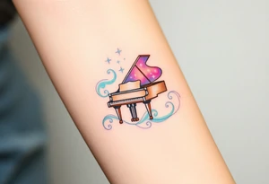dream grand piano under the stars swirl tattoo idea